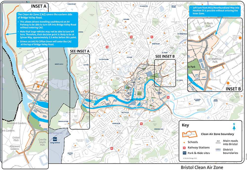 The Bristol clean air zone area 